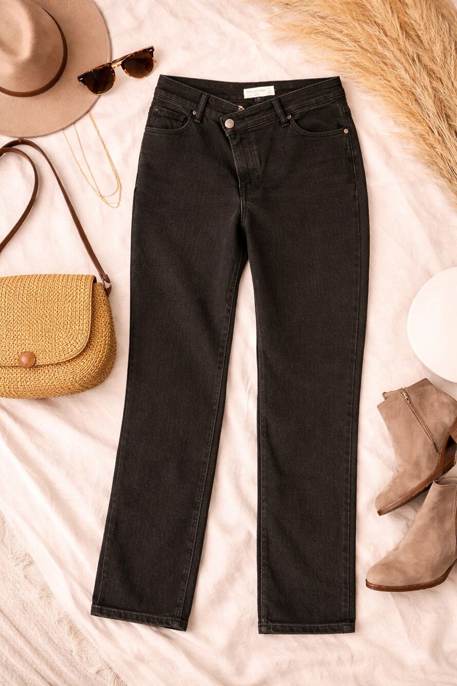 Abercrombie & Fitch Women's The Dad High Rice Criss Cross Jeans Black Size 27/4R